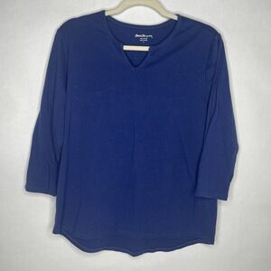 NORM THOMPSON 3/4 Sleeve V Neckline Purple Pullover Top Size Large